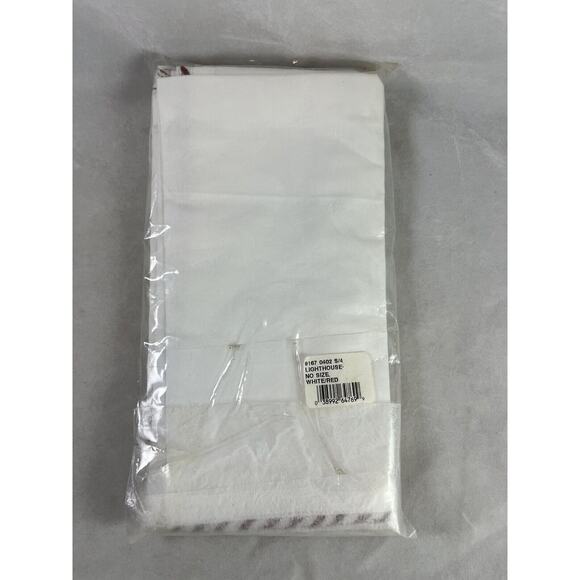 Waterford Linens Set of 4 Napkins Red White Trim New Dead Stock NIP - Picture 3 of 5